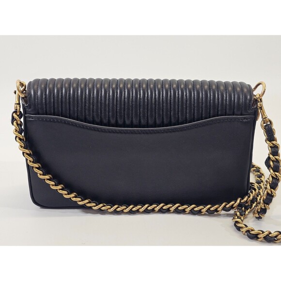 WN Coach Dinky W Quliting And Rivets Black Leather Studded Crossbody Bag Purse - Picture 3 of 12